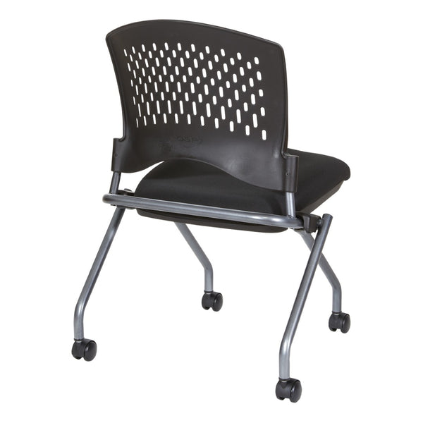OSP Home Furnishings Soft-flex Frame Steel Folding Chair Cushioned Seat Ventilated Back for Office Use Coal 83220-30