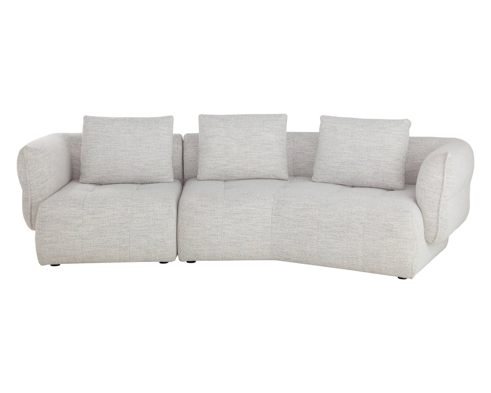 Sunpan Emmeline Sofa - Stylish Asymmetrical Design With Textured Boucle Fabric For Ultimate Comfort & Elegance Grey Fabric 111773