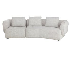 Sunpan Emmeline Sofa - Stylish Asymmetrical Design With Textured Boucle Fabric For Ultimate Comfort & Elegance Grey Fabric 111773