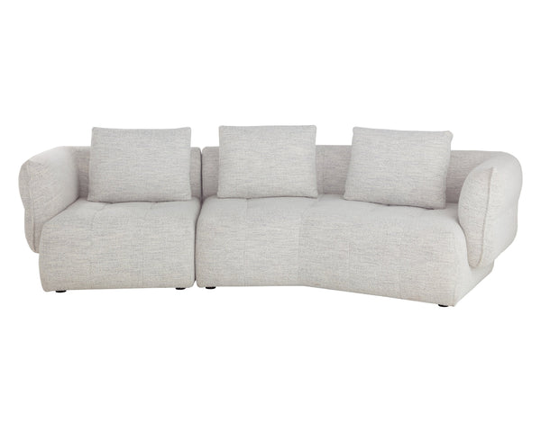 Sunpan Emmeline Sofa - Stylish Asymmetrical Design With Textured Boucle Fabric For Ultimate Comfort & Elegance Grey Fabric 111773