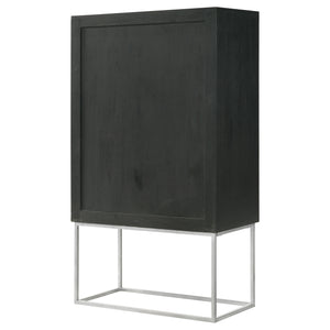 English Elm Washoe Rustic Walnut & Black 2-Door Bar Cabinet with Wine Rack, Stemware Storage, Industrial Frame B062P358300