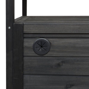 English Elm Foldable Outdoor Kitchen Cart with Stainless Worktop Fir Wood Frame and Lockable Wheels Black N719P380279B