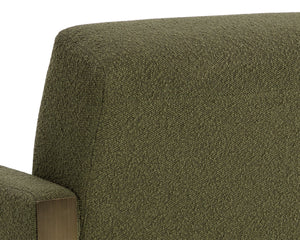 Sunpan FORESTER Lounge Chair - Sculptural Copenhagen Olive Design with Plush Comfort & Antique Gold Base 110380