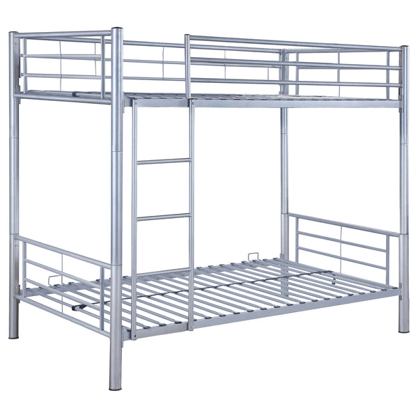 English Elm Marin Sleek Twin over Twin Bunk Bed in Industrial Silver or Black Metal — Durable, Space-Saving Design B062P340736