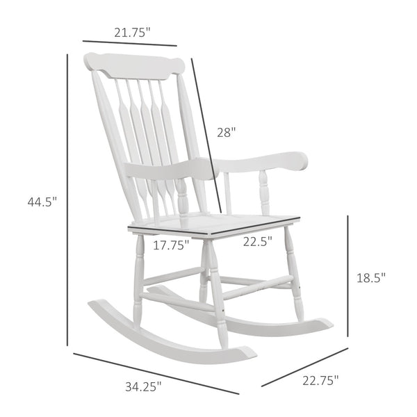English Elm Outsunny Classic Wooden Rocking Chairs Set Of 2 - High Back, Durable Design For Patio & Garden Relaxation W2225P217106-GIGA