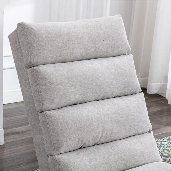 English Elm Linen Ergonomic Massage Chaise Lounge with Remote Control, 140° Recline, Heavy-Duty Frame, 5 Modes LIGHT GREY W39539625
