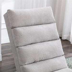 English Elm Linen Ergonomic Massage Chaise Lounge with Remote Control, 140° Recline, Foam Cushion Comfort and Sturdy Frame LIGHT GREY W39539625