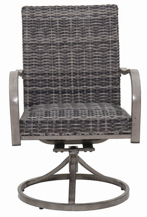English Elm 2pcs Outdoor Swivel Wicker Dining Chairs All Weather Iron Frame Patio Set W3990P436953