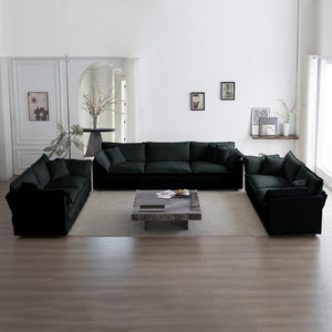 English Elm 3 Piece Sofa Set - Oversized Black Chenille Couch For Living Room, Comfy Modular Design & Flexibility W714S00626