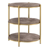 OSP Home Furnishings Renton 3-Tier Oval Table Brown Stone/Soft Gold