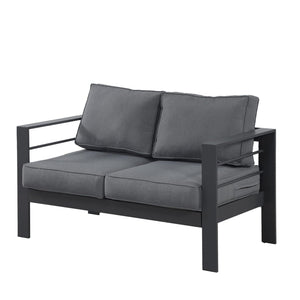 English Elm 50" Cast Aluminum Outdoor Loveseat with Uv Resistant Olefin Cushions for Patio Decks Gray+Gray B082P454977