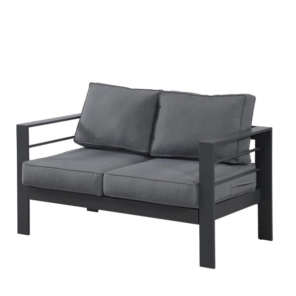 English Elm 50" Cast Aluminum Outdoor Loveseat with Uv Resistant Olefin Cushions for Patio Decks Gray+Gray B082P454977