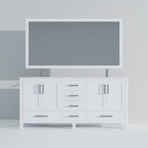 English Elm White Double Bath Vanity Set With Carrara Marble Top, Chrome Faucet, And Large 28-Inch Mirror B2731S00998-GIGA