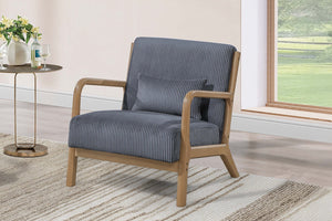 English Elm Dark Gray Modern Accent Chair with Corduroy Upholstery and Pillow, Low-Profile Reclined Design for Cozy Rooms B011P369876