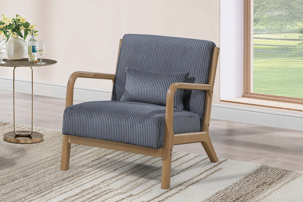 English Elm Dark Gray Modern Accent Chair with Corduroy Upholstery and Pillow, Low-Profile Reclined Design for Cozy Rooms B011P369876