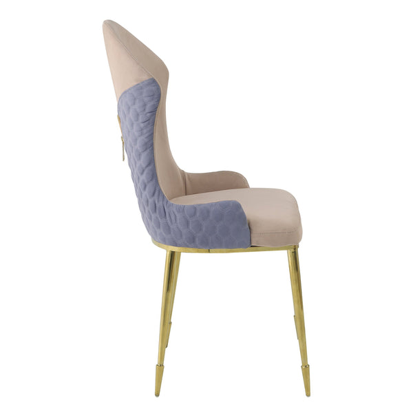 English Elm Tan Luxurious Wingback Dining Chairs Set of 2 – Lavender Honeycomb Exterior, Gold Frame, Ergonomic Sloped Arms B062P186451