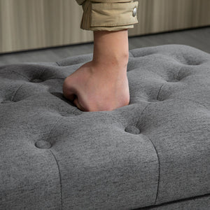 English Elm Homcom Stylish Storage Ottoman - 25" Button-Tufted Gray Bench With Removable Lid & Wood Legs W2225P217738