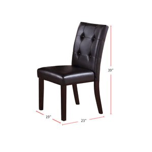 English Elm Leroux Upholstered Dining Chairs Set of 2 - Dark Brown Faux Leather, Tall Quilted Back, Button Tufted Elegance SR011078