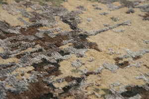 Alora Decor Noble Hand-Knotted Brown Abstract Rug With Hand-Spun Wool & Viscose Sheen, Textured Transitional 10' x 14' 01101110104121014