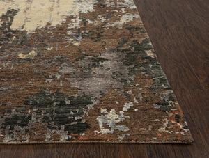 Alora Decor Noble Hand-Knotted Brown Abstract Rug With Hand-Spun Wool & Viscose Sheen, Textured Transitional 10' x 14' 01101110104121014