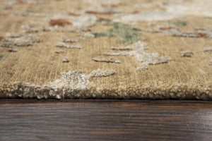 Alora Decor Noble Hand-Knotted Brown Abstract Rug With Hand-Spun Wool & Viscose Sheen, Textured Transitional 10' x 14' 01101110104121014