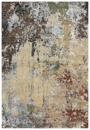 Alora Decor Noble Hand-Knotted Brown Abstract Rug With Hand-Spun Wool & Viscose Sheen, Textured Transitional 10' x 14' 01101110104121014