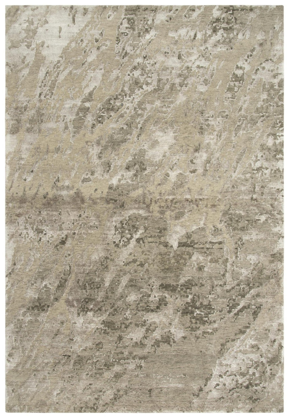 Alora Decor Noble Hand-Knotted Beige & Ivory Stripe Rug With Hand-Spun Nz Wool And Viscose Sheen, Luxe Texture 10' x 14' 01101110200041014