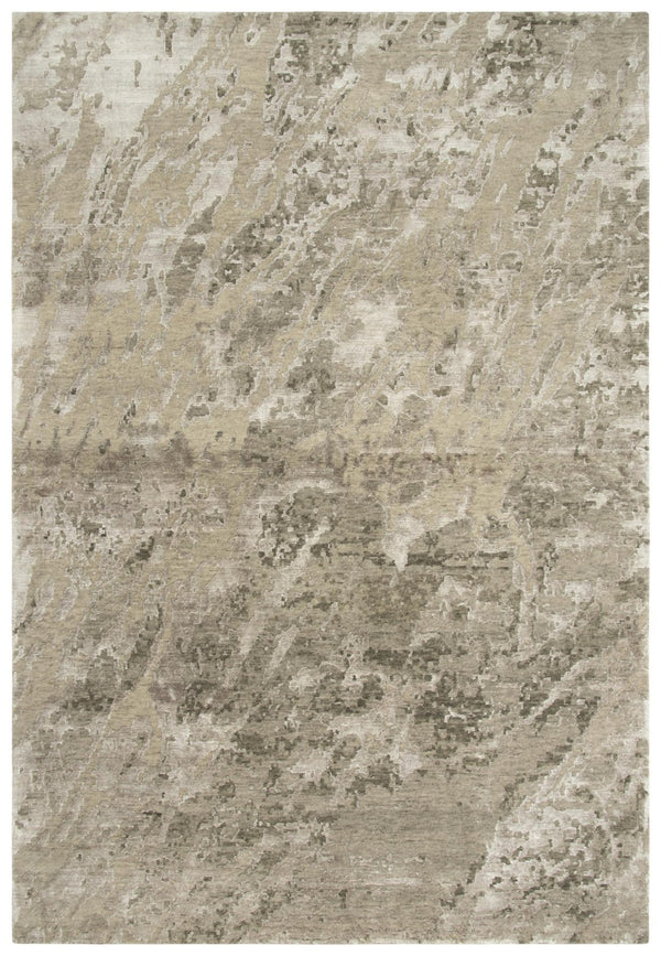 Alora Decor Noble Hand-Knotted Beige & Ivory Stripe Rug With Hand-Spun Nz Wool And Viscose Sheen, Luxe Texture 10' x 14' 01101110200041014