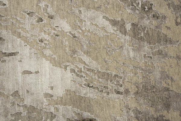 Alora Decor Noble Hand-Knotted Beige & Ivory Stripe Rug With Hand-Spun Nz Wool And Viscose Sheen, Luxe Texture 10' x 14' 01101110200041014