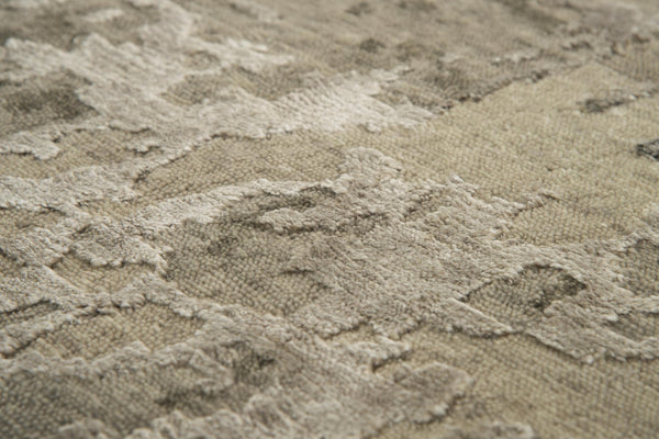 Alora Decor Noble Hand-Knotted Beige & Ivory Stripe Rug With Hand-Spun Nz Wool And Viscose Sheen, Luxe Texture 10' x 14' 01101110200041014