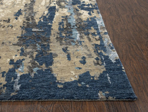 Alora Decor Noble Sapphire Abstract Rug Handcrafted Wool-Viscose Blend With Subtle Sheen And Luxurious Texture 12' x 15' 01101110304331215