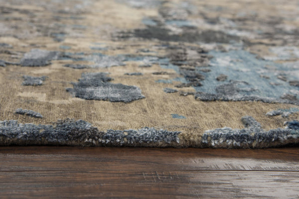Alora Decor Noble Sapphire Abstract Rug Handcrafted Wool-Viscose Blend With Subtle Sheen And Luxurious Texture 12' x 15' 01101110304331215