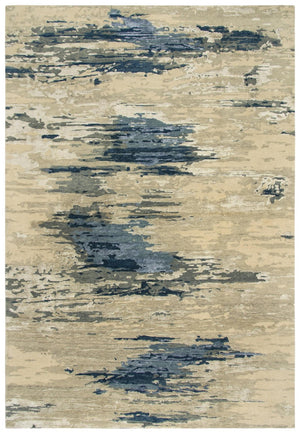 Alora Decor Noble Hand-Knotted Abstract Rug In Blue And Beige — Hand-Spun Wool & Viscose, Textured Luxury 9' x 12' 01101110404330912