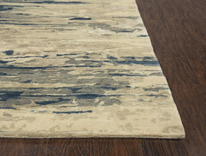 Alora Decor Noble Hand-Knotted Abstract Rug In Blue And Beige — Hand-Spun Wool & Viscose, Textured Luxury 9' x 12' 01101110404330912