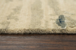 Alora Decor Noble Hand-Knotted Abstract Rug In Blue And Beige — Hand-Spun Wool & Viscose, Textured Luxury 9' x 12' 01101110404330912