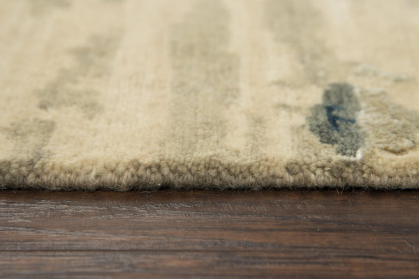 Alora Decor Noble Hand-Knotted Abstract Rug In Blue And Beige — Hand-Spun Wool & Viscose, Textured Luxury 9' x 12' 01101110404330912