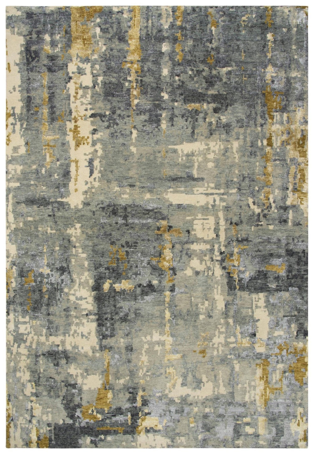 Alora Decor Noble Hand-Knotted Yellow Runner Rug With Hand-Spun Nz Wool & Viscose, Textured Modern-Industrial Appeal 2'6" x 8' 01101110733042608