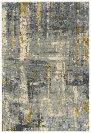 Alora Decor Noble Hand-Knotted Yellow Runner Rug With Hand-Spun Nz Wool & Viscose, Textured Modern-Industrial Appeal 2'6" x 8' 01101110733042608