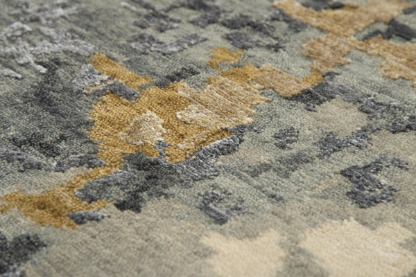 Alora Decor Noble Hand-Knotted Yellow Runner Rug With Hand-Spun Nz Wool & Viscose, Textured Modern-Industrial Appeal 2'6" x 8' 01101110733042608
