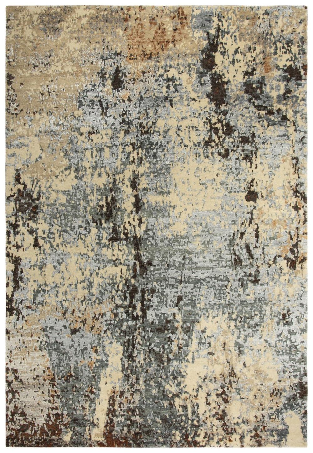 Alora Decor Noble Hand-Knotted Modern Rug In Neutral Abstract Palette — New Zealand Wool With Viscose Sheen 10' x 14' 01101110804331014