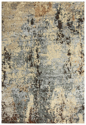 Alora Decor Noble Hand-Knotted Modern Rug In Neutral Abstract Palette — New Zealand Wool With Viscose Sheen 10' x 14' 01101110804331014