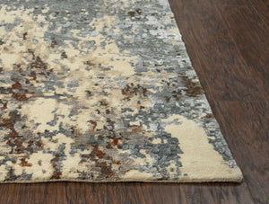 Alora Decor Noble Hand-Knotted Modern Rug In Neutral Abstract Palette — New Zealand Wool With Viscose Sheen 10' x 14' 01101110804331014