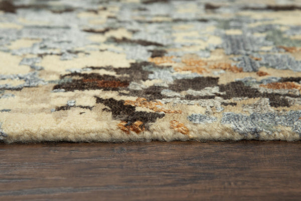 Alora Decor Noble Hand-Knotted Modern Rug In Neutral Abstract Palette — New Zealand Wool With Viscose Sheen 10' x 14' 01101110804331014