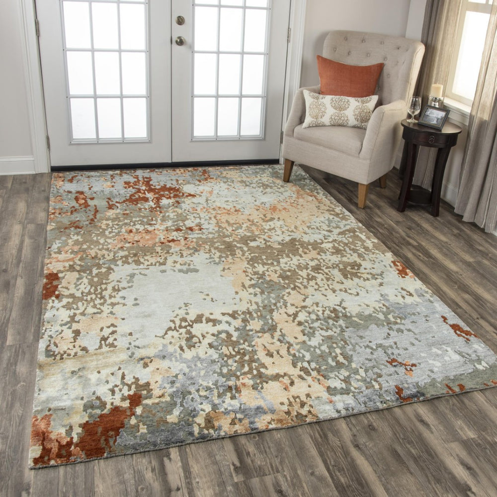 Alora Decor Noble Hand-Knotted Orange Runner Rug — Hand-Spun Nz Wool & Viscose, Abstract Neutral Industrial Elegance 3' x 10' 01101110912330310
