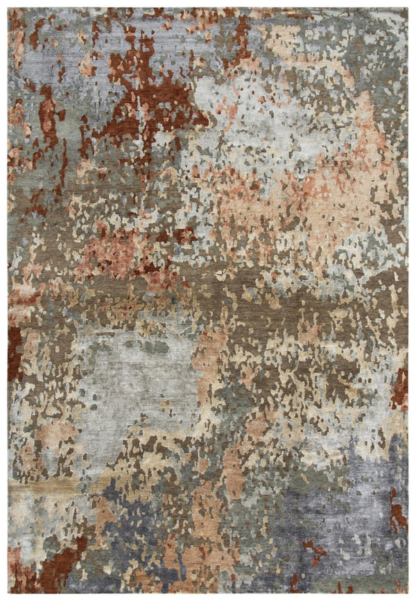 Alora Decor Noble Hand-Knotted Modern Abstract Rug In Wool-Viscose Blend With Distressed Texture And Depth 10' x 14' 01101110912331014