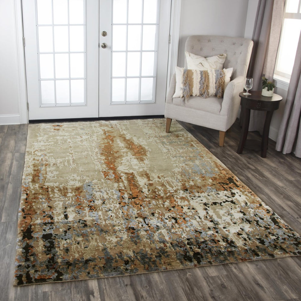 Alora Decor Noble Luxurious Hand-Knotted Beige Wool-Viscose Rug With Ombre Texture, Artisanal Finish For Modern Spaces 9' x 12' 01101111000040912