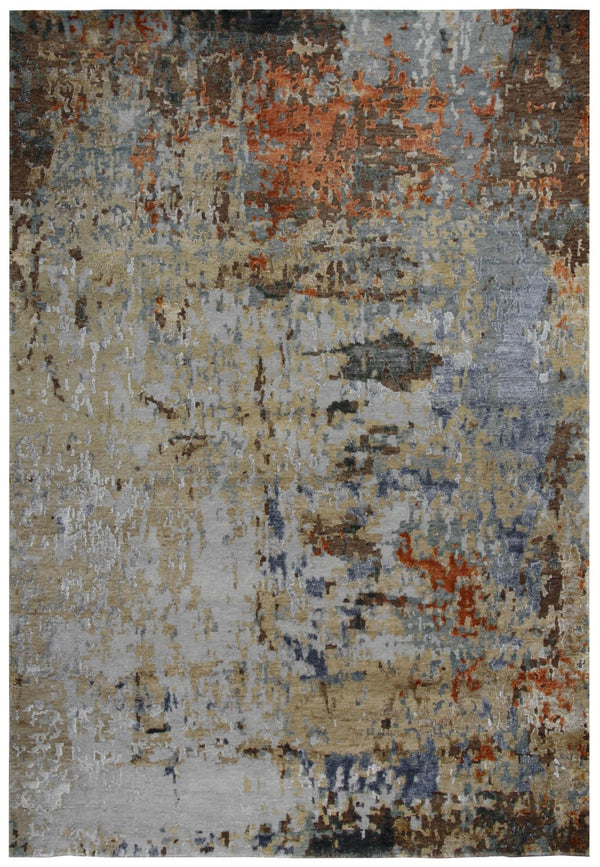 Alora Decor Noble Hand-Knotted Wool Viscose Abstract Rug With Carved Texture, Muted Neutrals And Subtle Shimmer 10' x 14' 01101111100541014