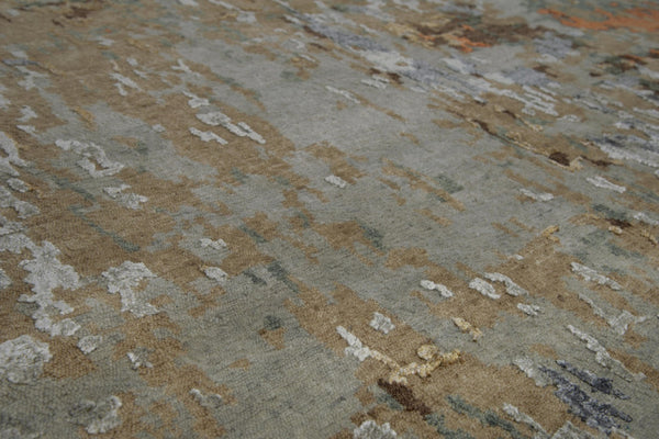 Alora Decor Noble Hand-Knotted Wool Viscose Abstract Rug With Carved Texture, Muted Neutrals And Subtle Shimmer 10' x 14' 01101111100541014