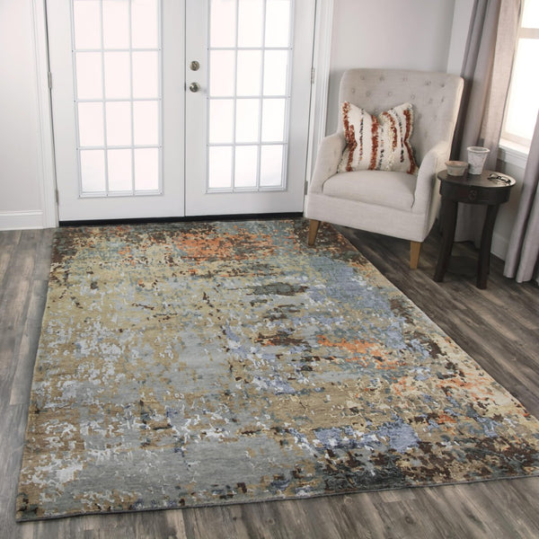 Alora Decor Noble Hand-Knotted Wool Viscose Abstract Rug With Carved Texture, Muted Neutrals And Subtle Shimmer 10' x 14' 01101111100541014