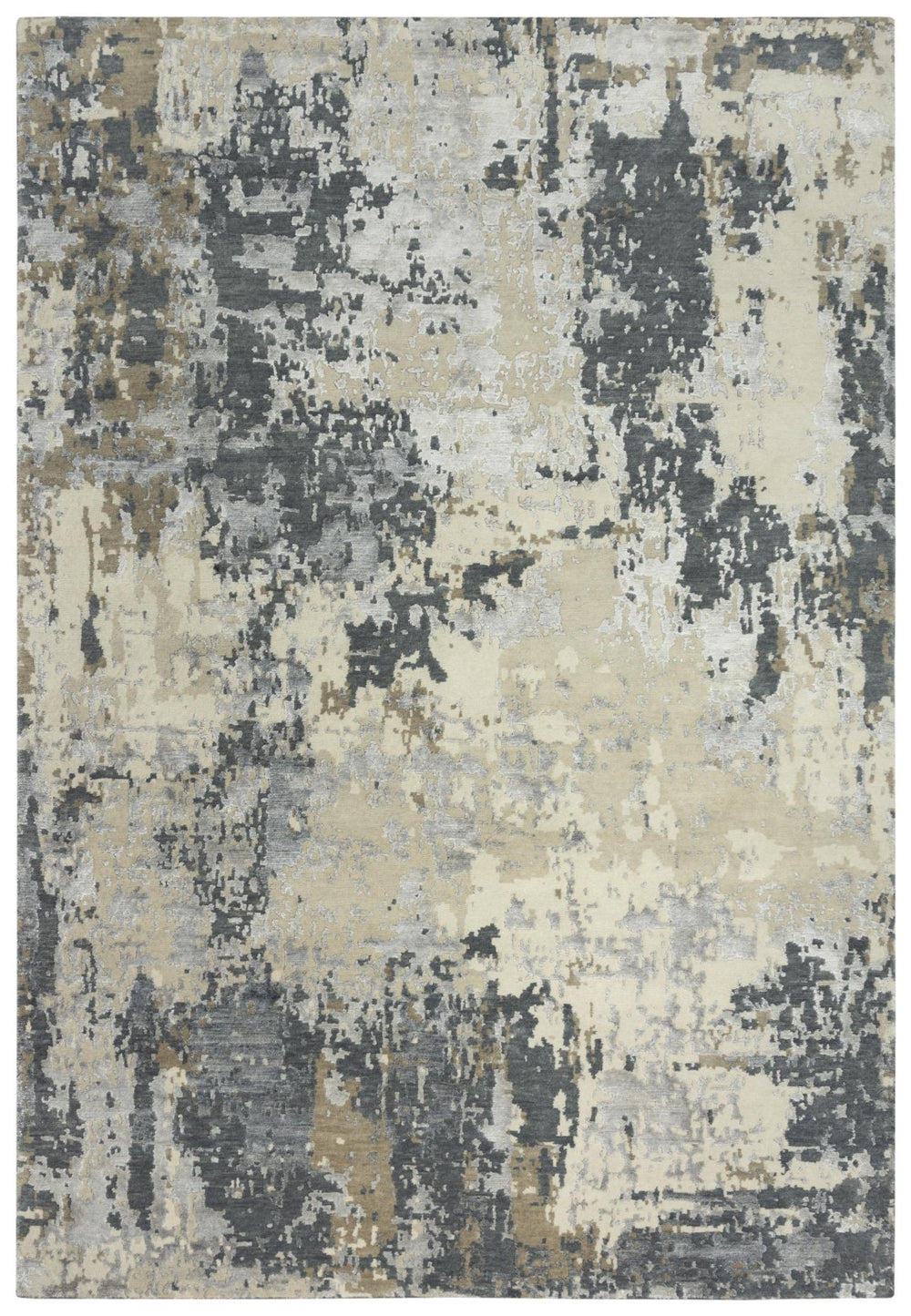 Alora Decor Noble Ivory Hand-Knotted Wool-Viscose Rug With Subtle Abstract Pattern, Low-Profile Lustrous Pile 10' x 14' 01101111200371014